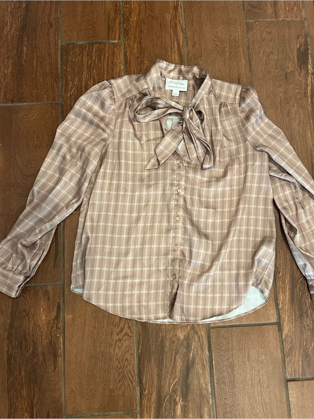 Mare mare x Anthropologie size L silky plaid blouse